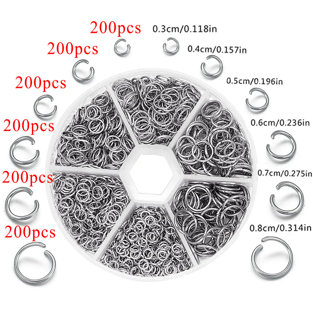 Hoop Earrings - ห่วงสแตนเลส 1200 ชิ้น และห่วงแยกสำหรับเชื่อมต่อ ใช้ทำสร้อยคอ สร้อยข้อมือ
