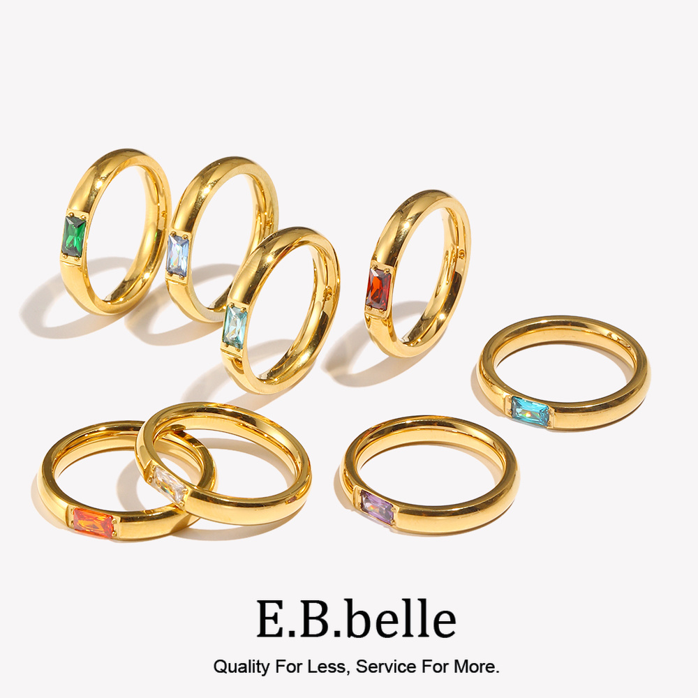 Birthstone Ring Set - E.B.belle 18K Gold Plated เงา 12