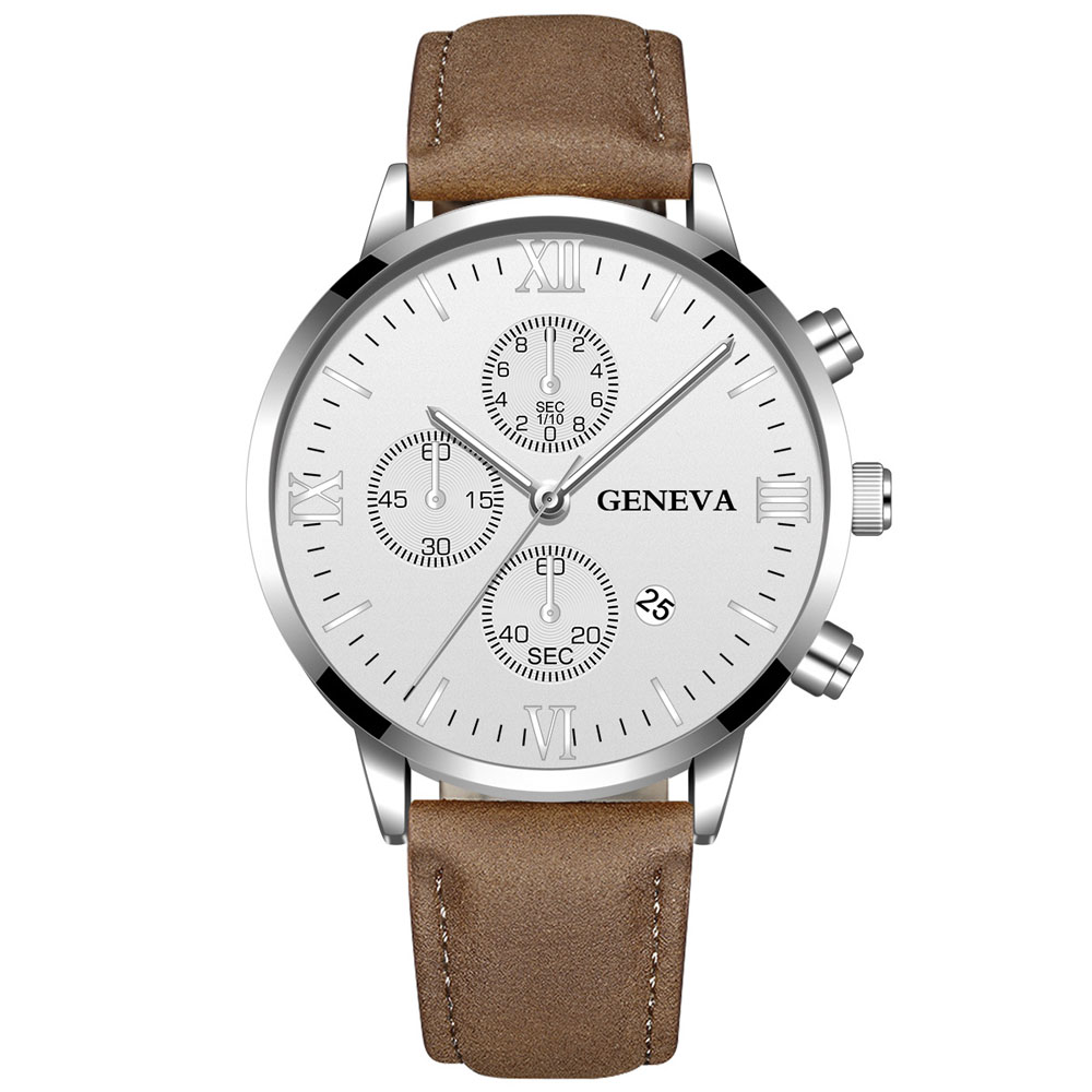 Jewelry Inspired Watches - เจนีวาแฟชั่นผู้ชายวันที่กรณีโลหะผสมสังเคราะห์หนังอนาล็อกควอตซ์กีฬานาฬิกาชายนาฬิกาแบรนด์ชั้นนําหรูหราRelógio Masculino