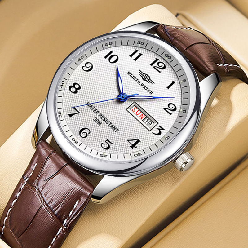 Jewelry Inspired Watches - WLISTH แบรนด์หรูผู้ชายนาฬิกานาฬิกาควอตซ์ตัวเลขอารบิคสแตนเลสกันน้ำปฏิทินนาฬิกาข้อมือผู้ชายของขวัญสำหรับพ่อ
