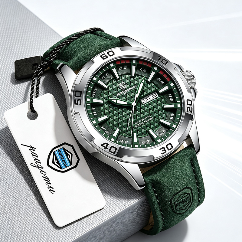 Jewelry Inspired Watches - PAAZOMU นาฬิกาข้อมือผู้ชายแบรนด์หรู แฟชั่นควอตซ์ สายหนัง ลำลอง สปอร์ต