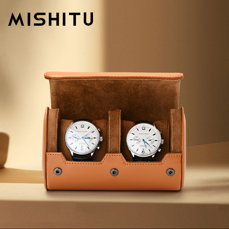 Watch Display Box - MISHITU 1/2/3-Slot นาฬิกาม้วนกระเป๋าเดินทางแบบพกพา Vintage หนังนาฬิกากล่องเก็บกระเป๋านาฬิกาผู้ชายของขวัญ