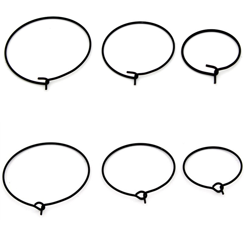 Hoop Earrings - ต่างหูห่วงวงกลมสีดำสแตนเลสขนาด 20 มม. 25 มม. 30