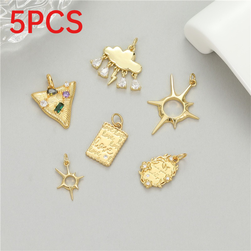 Moon Star Earrings - จี้รูปดาวเมฆอเนกประสงค์ 5 ชิ้น สำหรับทำสร้อยข้อมือ สร้อยคอ ต่างหู