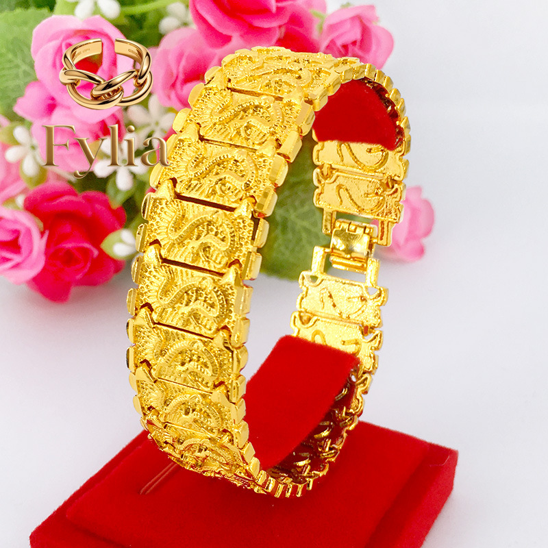 Fine Jewelry Watches Women - เครื่องประดับฟิลิยา สร้อยข้อมือทองคำแท้ 24K 9999 ลายมังกร สำหรับผู้ชาย