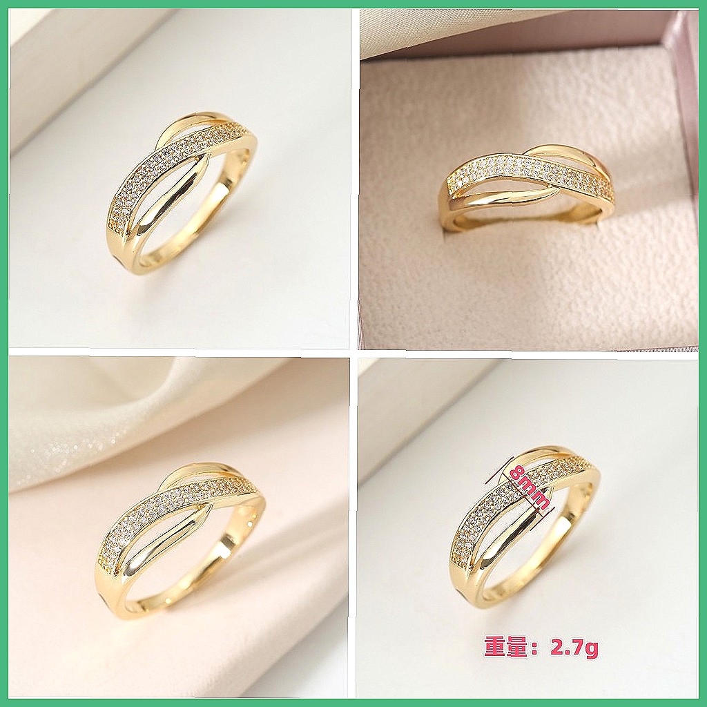 Minimalist Ring Stackable - ชุดแหวนไขว้ประดับคริสตัลเต็มวง แหวนซ้อนกันได้สไตล์มินิมอลทันสมัยสำหรับผู้หญิง ของขวัญเครื่องประดับสุดหรู