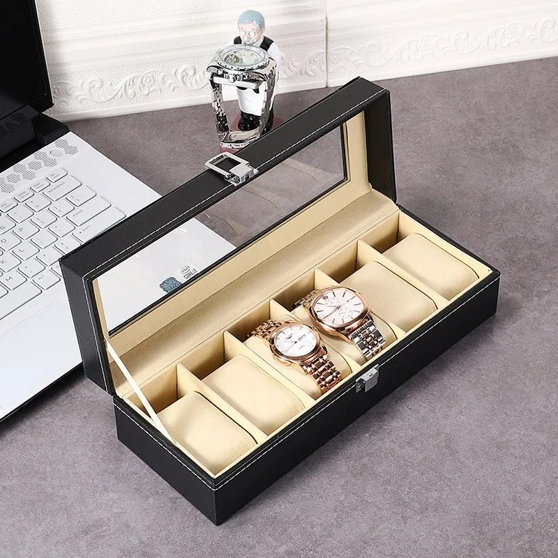 Jewelry Or Watches - 1 PC High End กล่องนาฬิกาหนังเครื่องประดับบรรจุภัณฑ์รูปสี่เหลี่ยมผืนผ้ากล่องเก็บหน้าต่างโปร่งใสเครื่องประดับ 2