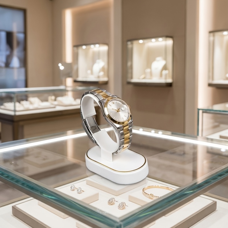 Jewelry Or Watches - แท่นโชว์นาฬิกา, แท่นโชว์สร้อยข้อมือสีขาว, ตู้โชว์เครื่องประดับสไตล์โมเดิร์น เหมาะสำหรับใช้ในร้านค้าหรือที่บ้าน