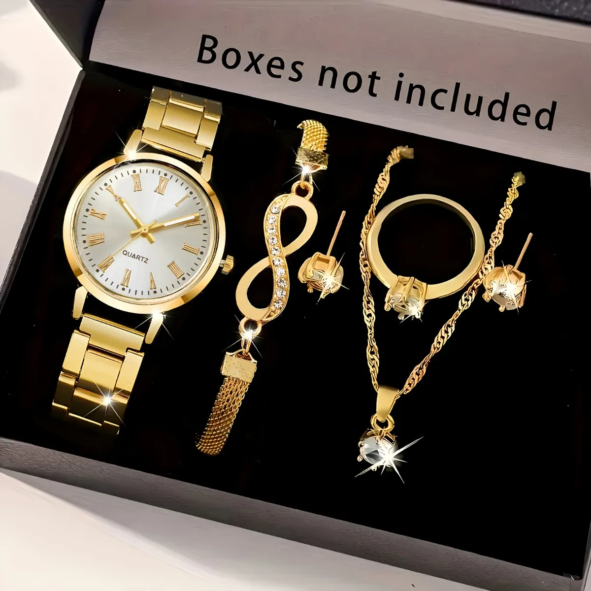 Jewelry Clasp Watches - 20266 ชิ้น/เซ็ตผู้หญิงที่สง่างามนาฬิกาควอตซ์แฟชั่นหน้าปัดเรียบง่ายนาฬิกาข้อมือสุภาพสตรีชุดเครื่องประดับไรน์สโตน เรโลจ มูเยร์(ไม่มีกล่อง)