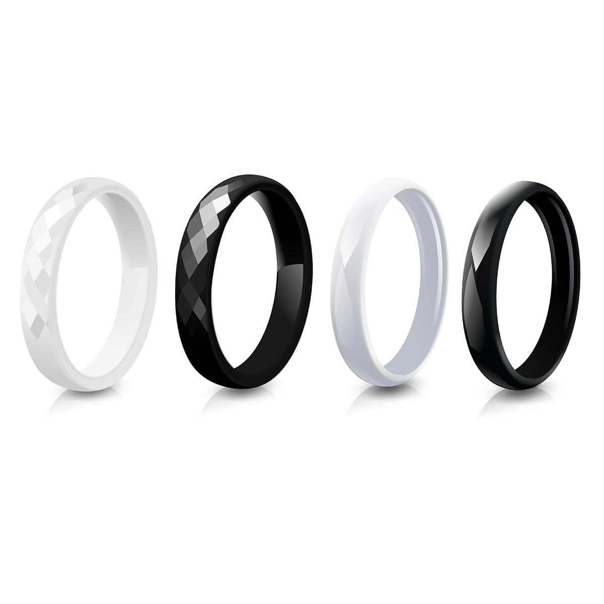 Minimalist Ring Stackable - แหวนแต่งงานเซรามิก 3 มม. สำหรับผู้หญิง, แหวนเรียบบางแบบซ้อนได้, แหวนมินิมอลสีดำขาว,