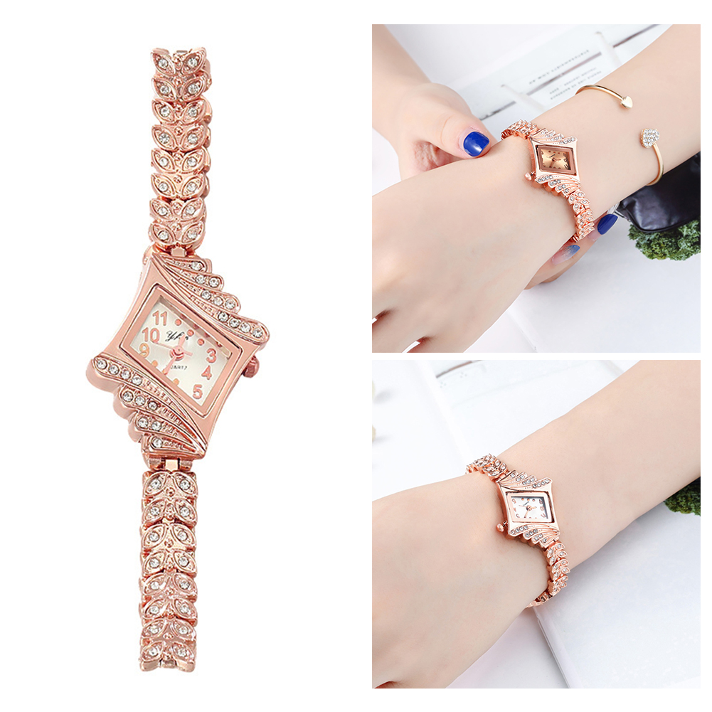 Unique Jewelry Watches - นาฬิกาแฟชั่นทรงข้าวหลามตัดฝังเพชร สายบาง ประดับเพชร นาฬิกาควอตซ์ นาฬิกาข้อมือผู้หญิงแบบใหม่ ประดับเพชร