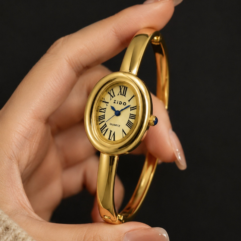 Jewelry And Watches Luxury Brand - นาฬิกาผู้หญิงที่สง่างาม นาฬิกาวินเทจหน้าปัดวงรี นาฬิกาควอทซ์แบบแอนะล็อกสำหรับผู้หญิง นาฬิกาข้อมือสุภาพสตรีที่สง่างามทันสมัย ​​ของขวัญเครื่องประดับ