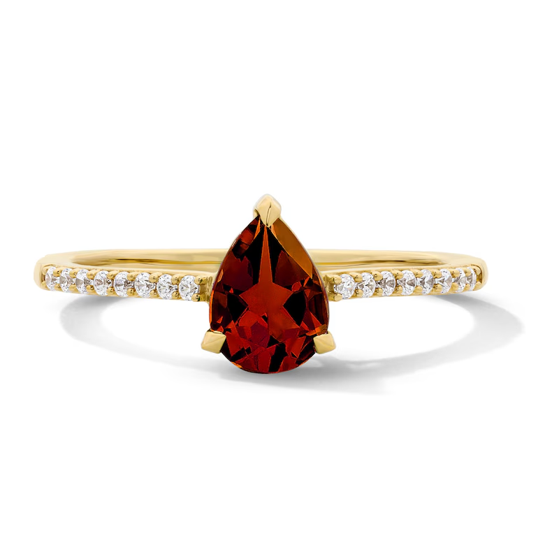 Birthstone Ring Set - แหวนพลอยประจำเดือนเกิดแบบส่วนตัว แหวนเพทายทรงหยดน้ำ แหวนพลอยหรูหรา ของขวัญวันเกิดสำหรับแฟนสาว