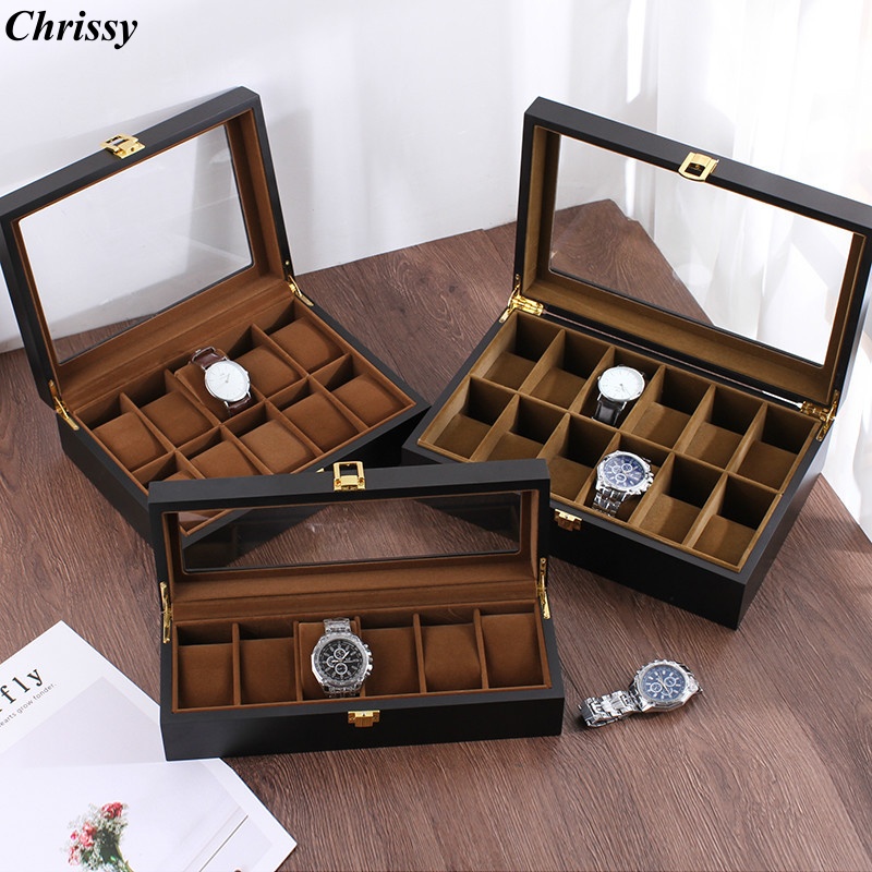 Jewelry Box That Holds Watches - กล่องนาฬิกาไม้ทำมือสุดหรู 6/10/12 ช่อง สำหรับจัดเก็บและโชว์นาฬิกา เครื่องประดับ