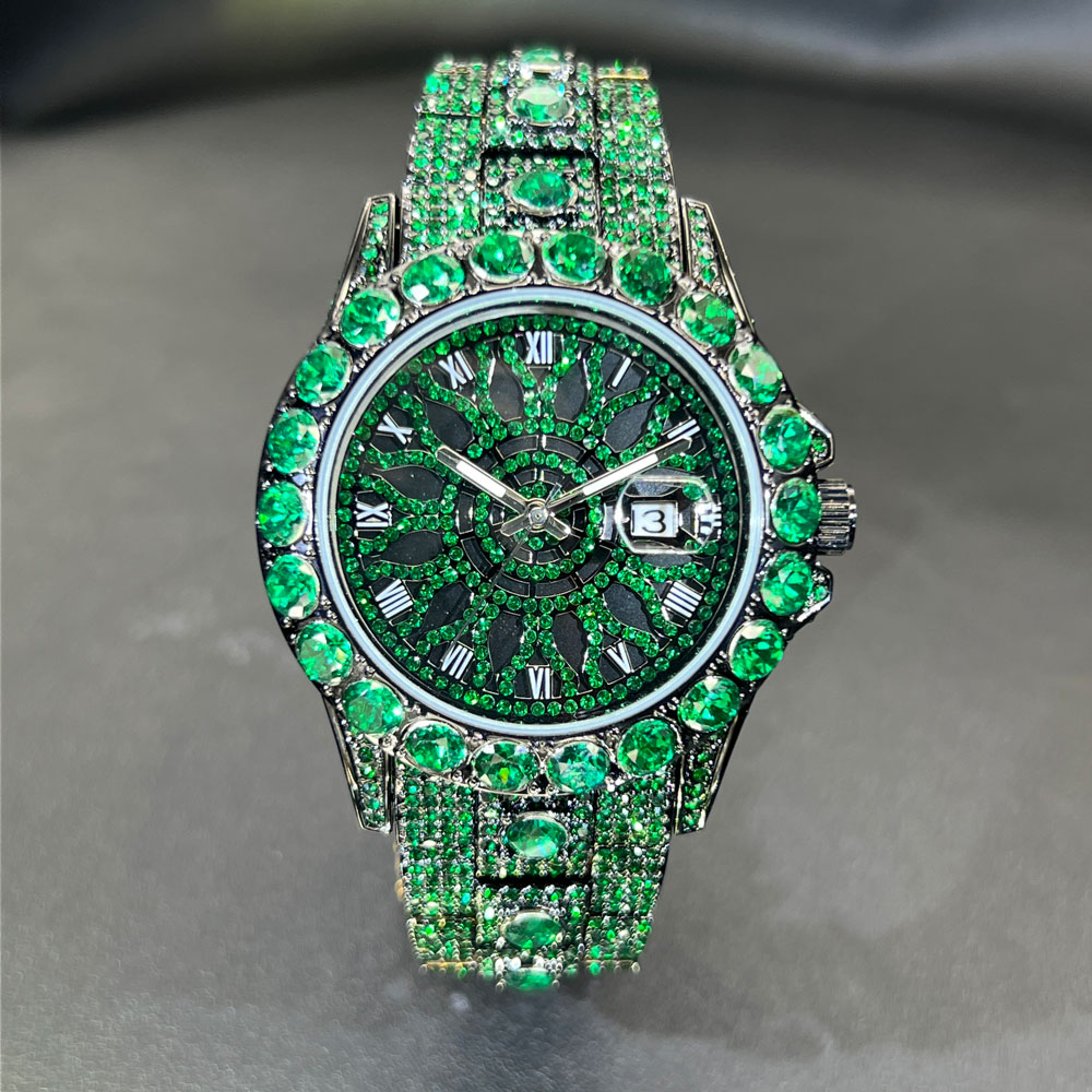 Jewelry And Watches Luxury Brand - นาฬิกาข้อมือผู้ชายสีเขียว รุ่น MISSFOX แฟชั่น ตัวเลขโรมัน ระบบควอตซ์