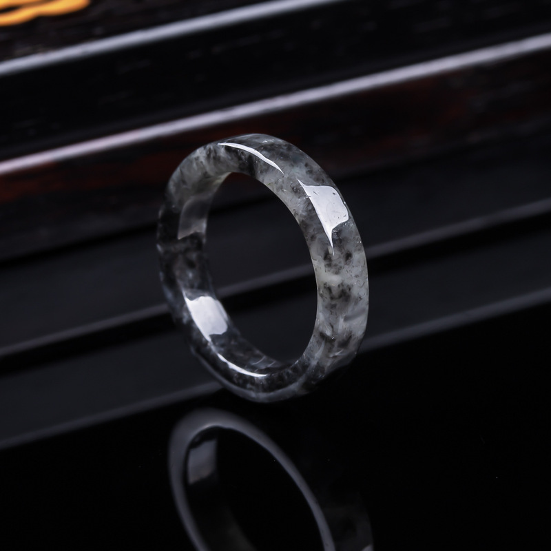 The Jewelry & Watches - หยกพม่าเกรด A แท้, แหวนหยกดำชนิดน้ำแข็ง, เครื่องประดับสำหรับผู้ชายและผู้หญิง, ของขวัญหยกอเนกประสงค์