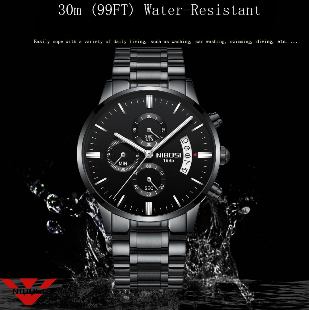 NIBOSI สแตนเลสสีดำนาฬิกาควอตซ์ - Jewelry Inspired Watches บทวิจารณ์และราคา
