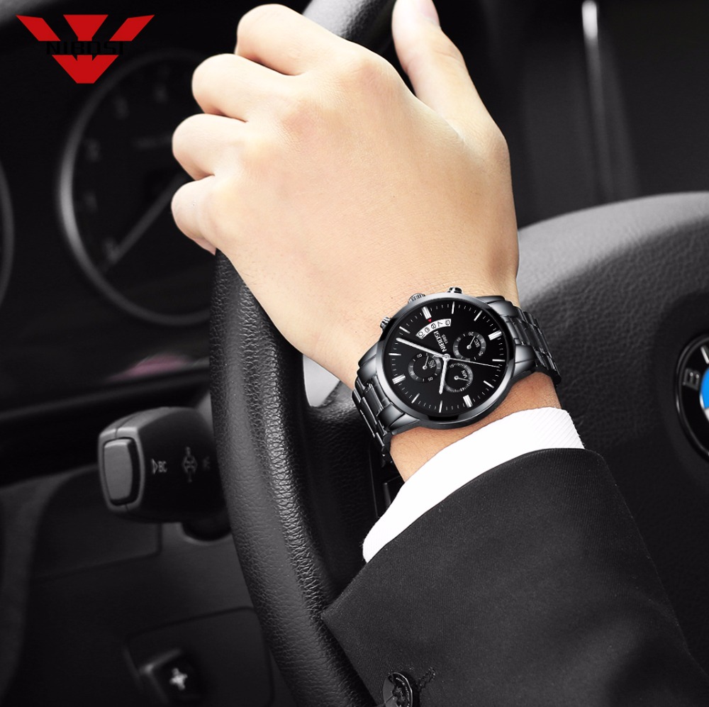 NIBOSI สแตนเลสสีดำนาฬิกาควอตซ์ - Jewelry Inspired Watches บทวิจารณ์และราคา