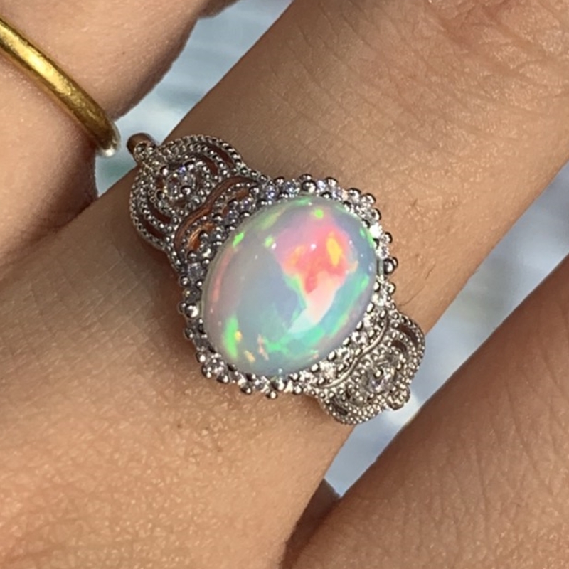 October birthstone 100% แหวนโอ - Birthstone Ring Set บทวิจารณ์และราคา