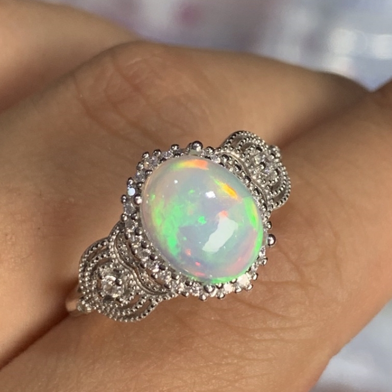 October birthstone 100% แหวนโอ - Birthstone Ring Set บทวิจารณ์และราคา