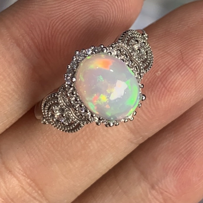 October birthstone 100% แหวนโอ - Birthstone Ring Set บทวิจารณ์และราคา