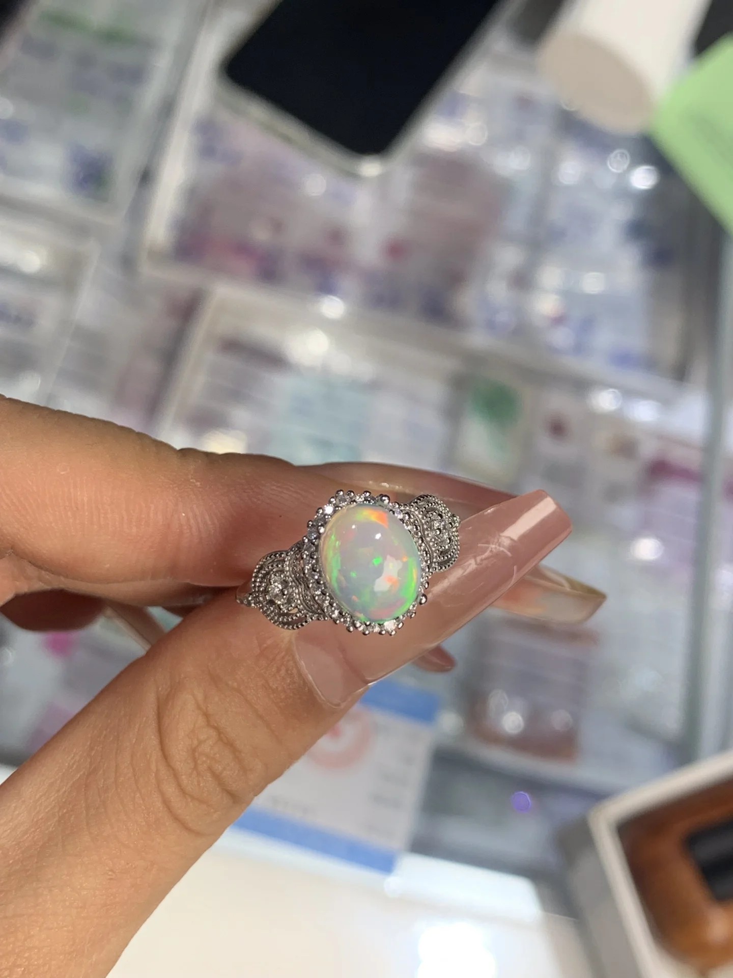 October birthstone 100% แหวนโอ - Birthstone Ring Set บทวิจารณ์และราคา