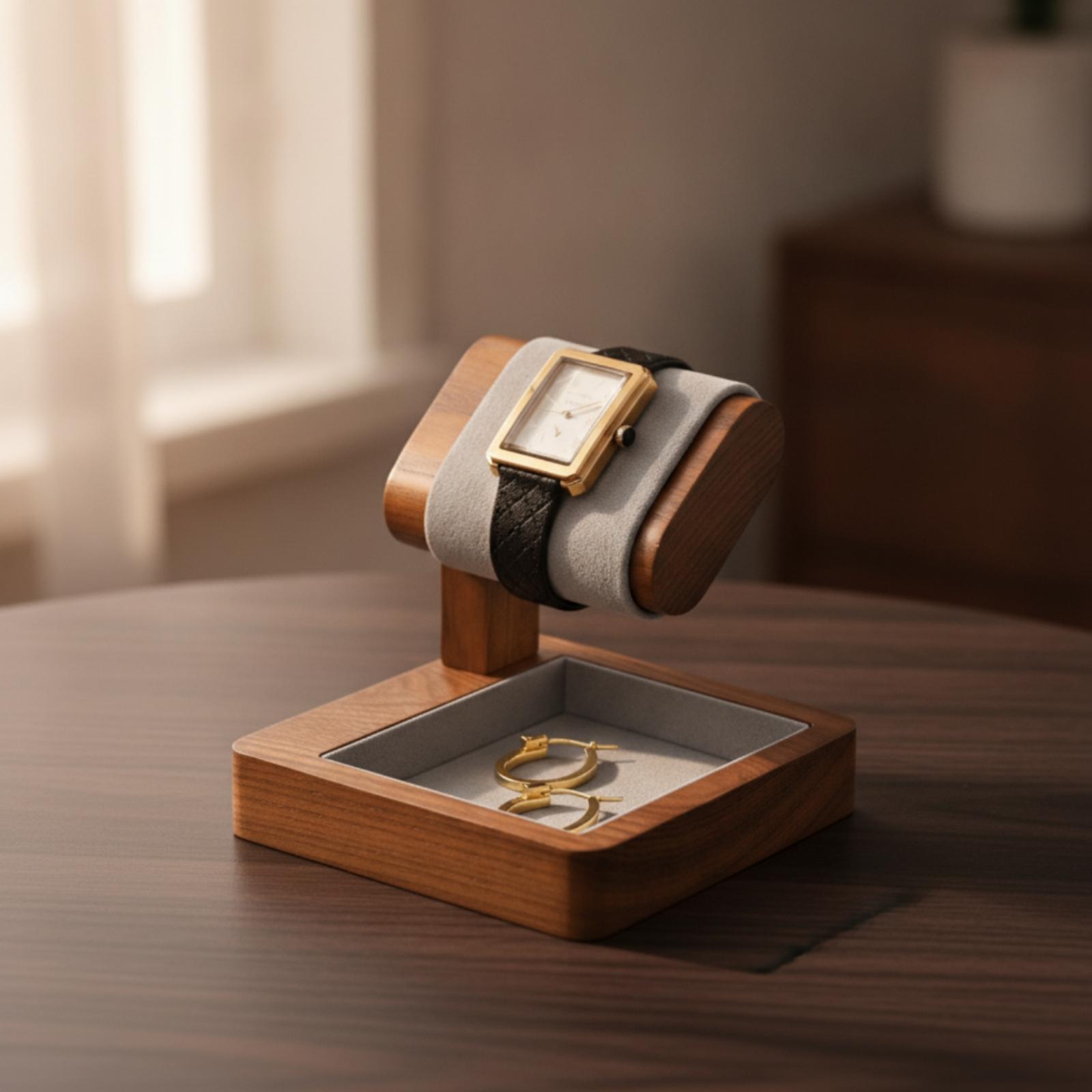 ที่วางนาฬิกาไม้เนื้อแข็งพร้อมเ - Jewelry Or Watches บทวิจารณ์และราคา