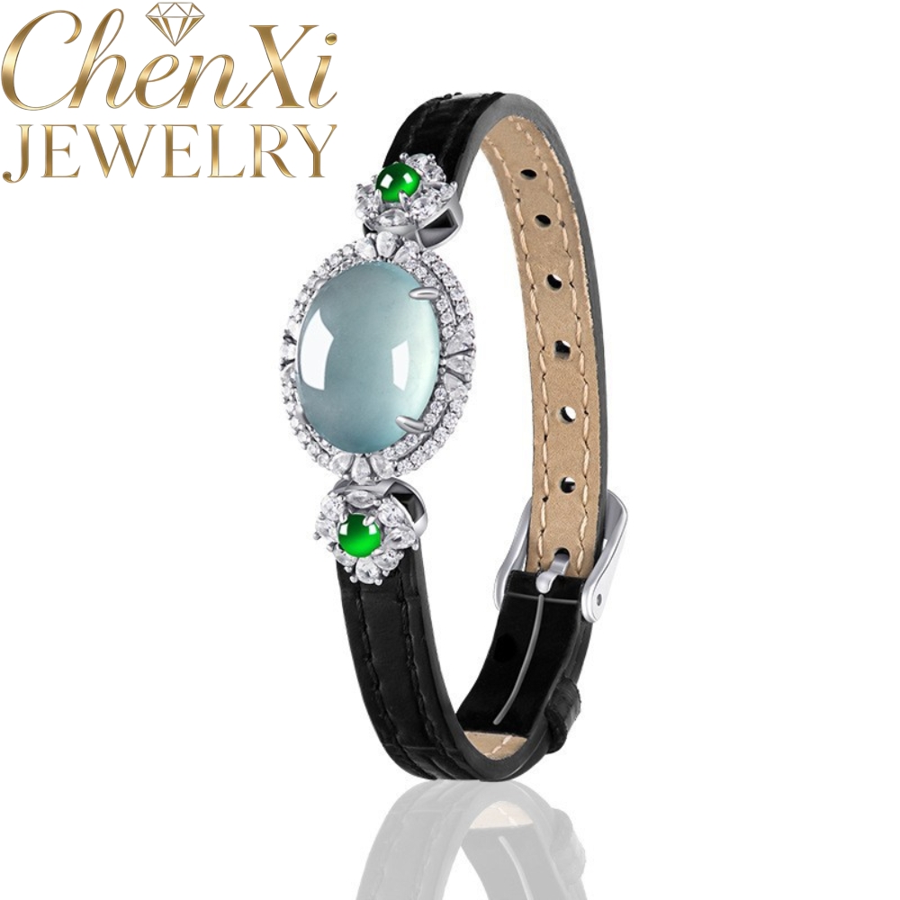 กำไลข้อมือหยกน้ำเงินเกรด A คุณ - Fine Jewelry Watches Women บทวิจารณ์และราคา