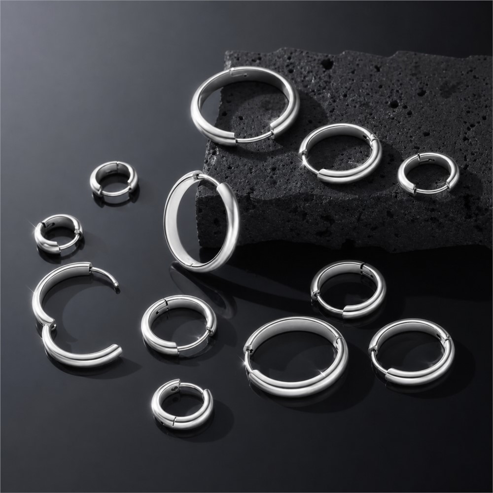 ต่างหูห่วงกลมสแตนเลส 4 ชิ้น เค - Hoop Earrings บทวิจารณ์และราคา