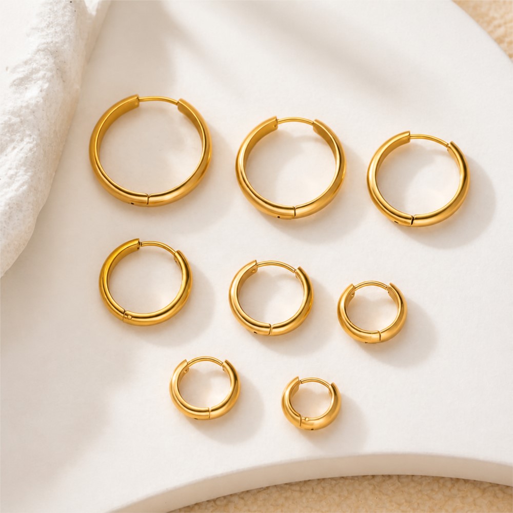 ต่างหูห่วงกลมสแตนเลส 4 ชิ้น เค - Hoop Earrings บทวิจารณ์และราคา