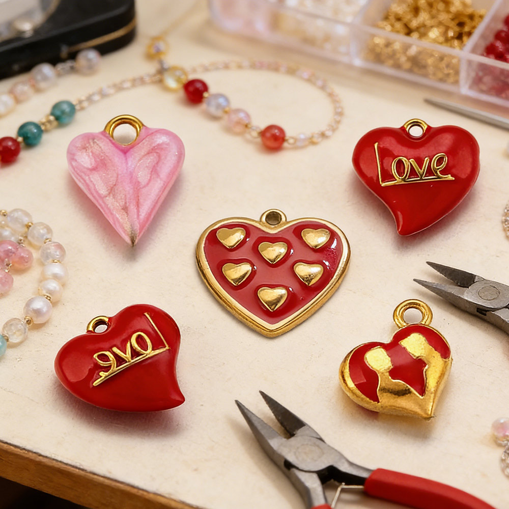 จี้รูปหัวใจเคลือบสีแดงสแตนเลส  - Moon Star Earrings บทวิจารณ์และราคา