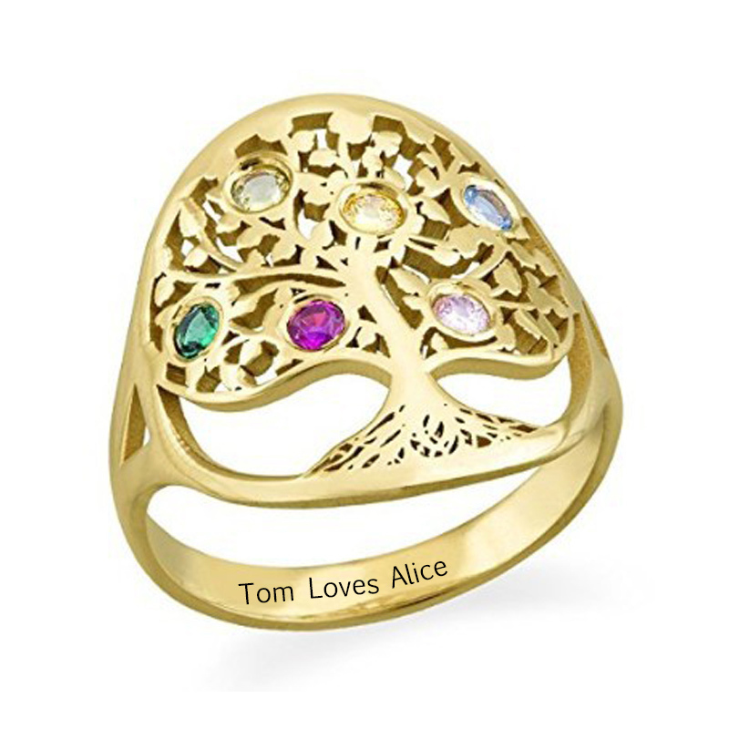 Amxiu ส่วนบุคคลต้นไม้แหวน Birt - Birthstone Ring Set บทวิจารณ์และราคา