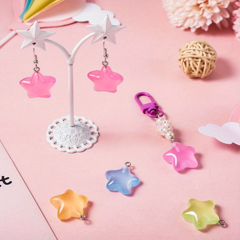 จี้เรซิ่นรูปดาวเรืองแสงหลากสี  - Moon Star Earrings บทวิจารณ์และราคา