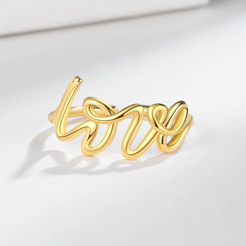 แหวนเปิดรูปตัวอักษร LOVE แบบมิ - Minimalist Ring Stackable บทวิจารณ์และราคา