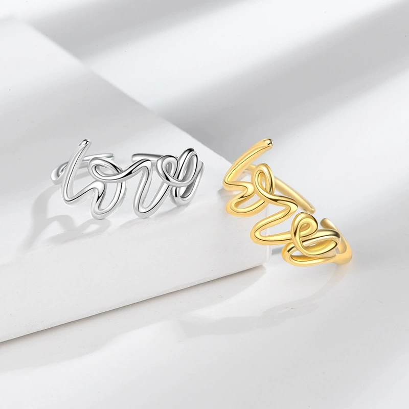 แหวนเปิดรูปตัวอักษร LOVE แบบมิ - Minimalist Ring Stackable บทวิจารณ์และราคา