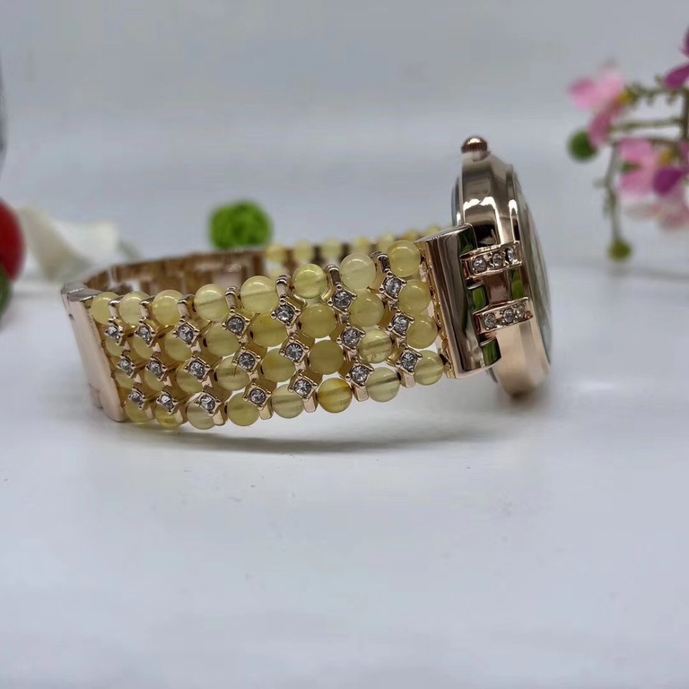 สร้อยข้อมือลูกปัดหินสีเหลืองอํ - Fine Jewelry Watches Women บทวิจารณ์และราคา
