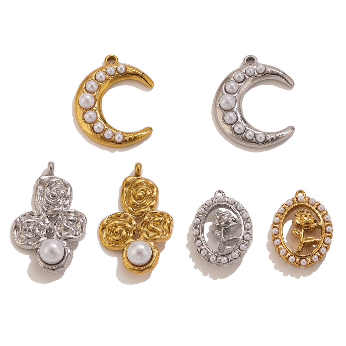จี้รูปพระจันทร์และดอกกุหลาบประ - Moon Star Earrings บทวิจารณ์และราคา