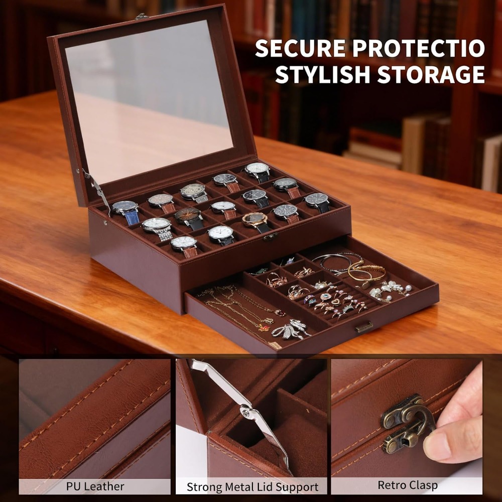 กล่องใส่นาฬิกา 2 ชั้นพร้อมตัวล - Jewelry Box That Holds Watches บทวิจารณ์และราคา