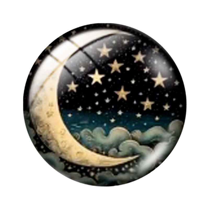 จี้แก้วคาโบชองรูปพระจันทร์และด - Moon Star Earrings บทวิจารณ์และราคา