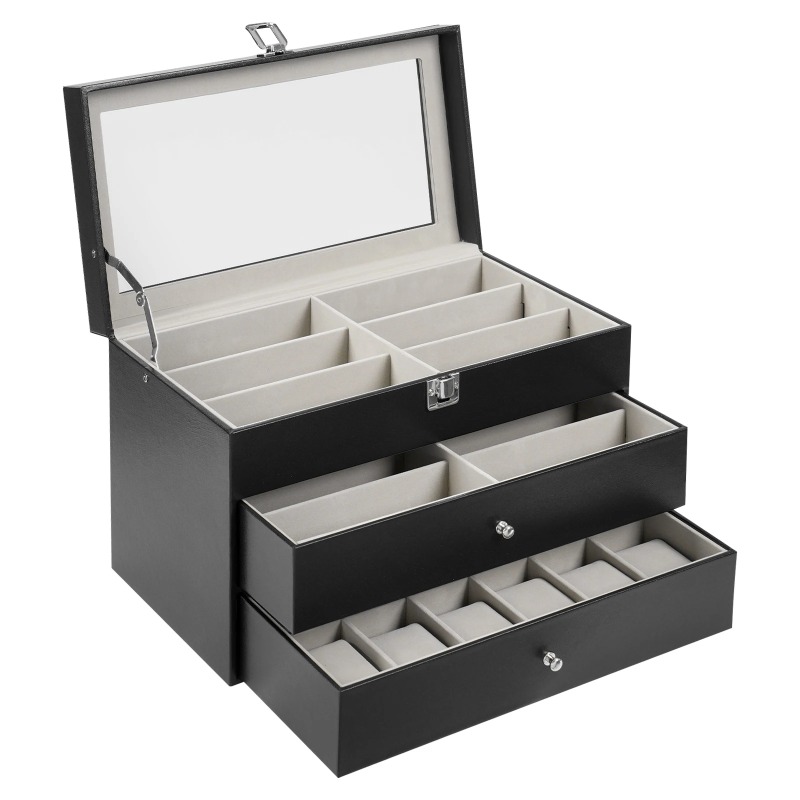 กล่องโชว์นาฬิกาและแว่นตาขนาดให - Jewelry Box That Holds Watches บทวิจารณ์และราคา