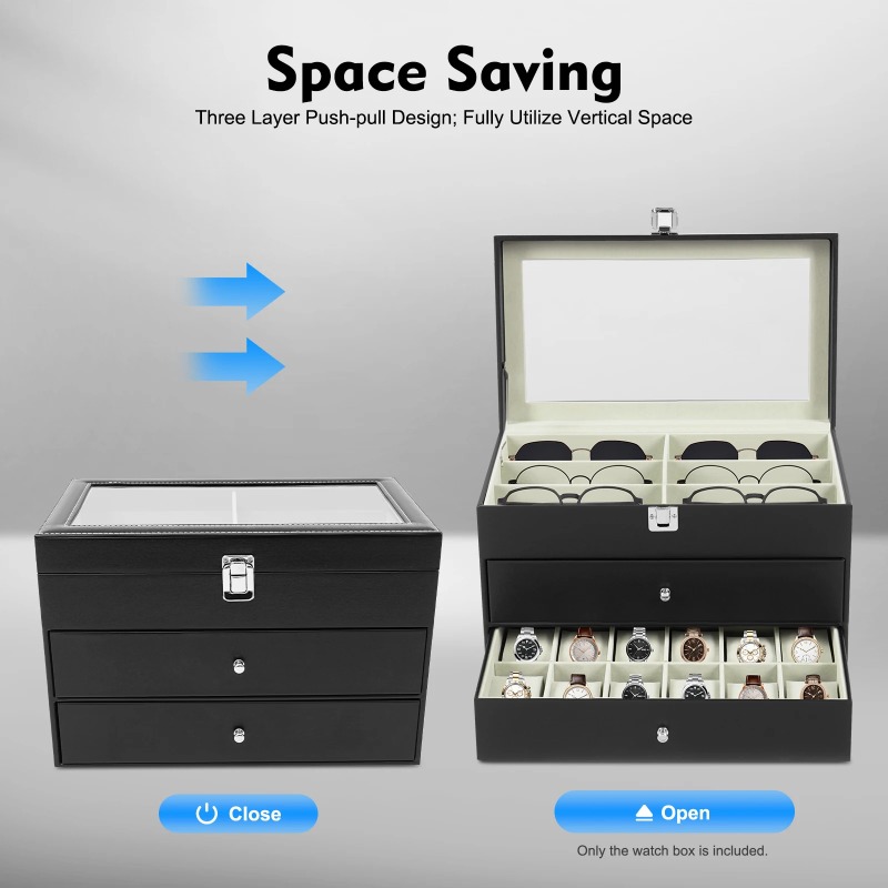 กล่องโชว์นาฬิกาและแว่นตาขนาดให - Jewelry Box That Holds Watches บทวิจารณ์และราคา
