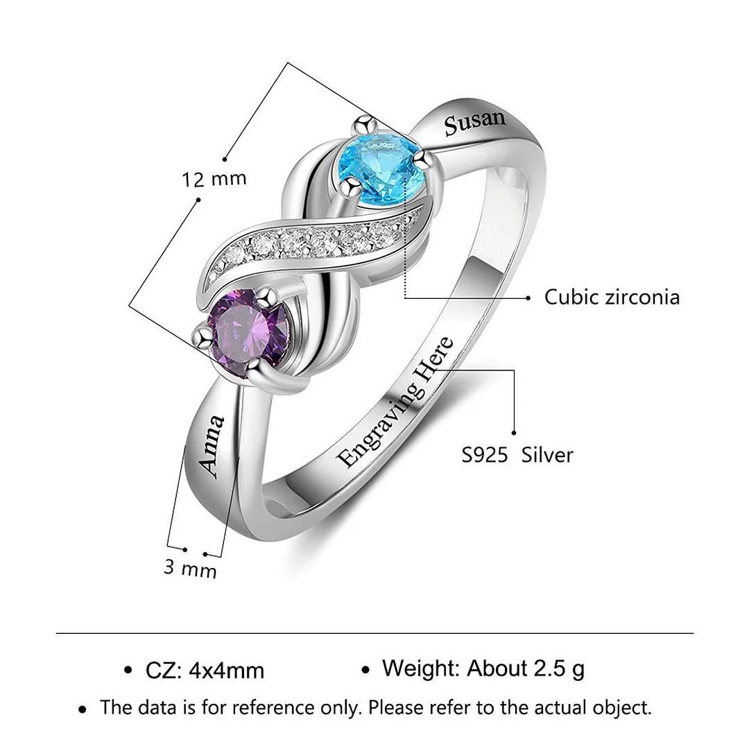 แหวนสลักชื่อพร้อมพลอยประจำเดือ - Birthstone Ring Set บทวิจารณ์และราคา