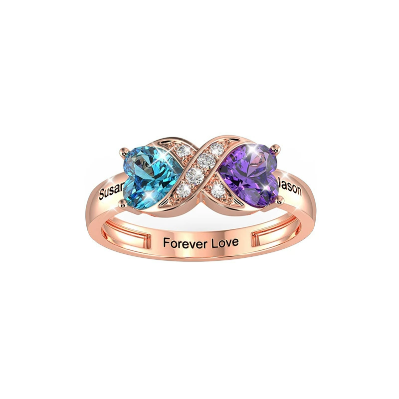 แหวนสลักชื่อพร้อมพลอยประจำเดือ - Birthstone Ring Set บทวิจารณ์และราคา