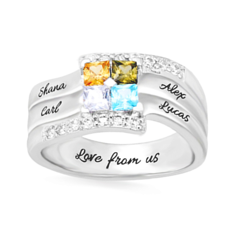 Amxiu ปรับแต่งสี่ชื่อครอบครัวส - Birthstone Ring Set บทวิจารณ์และราคา
