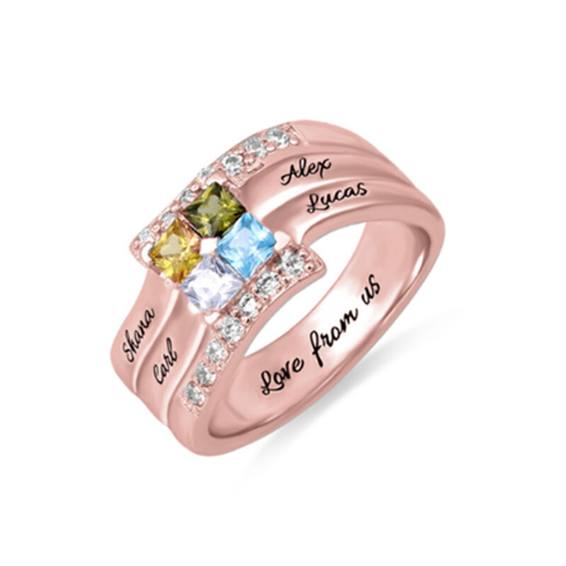 Amxiu ปรับแต่งสี่ชื่อครอบครัวส - Birthstone Ring Set บทวิจารณ์และราคา
