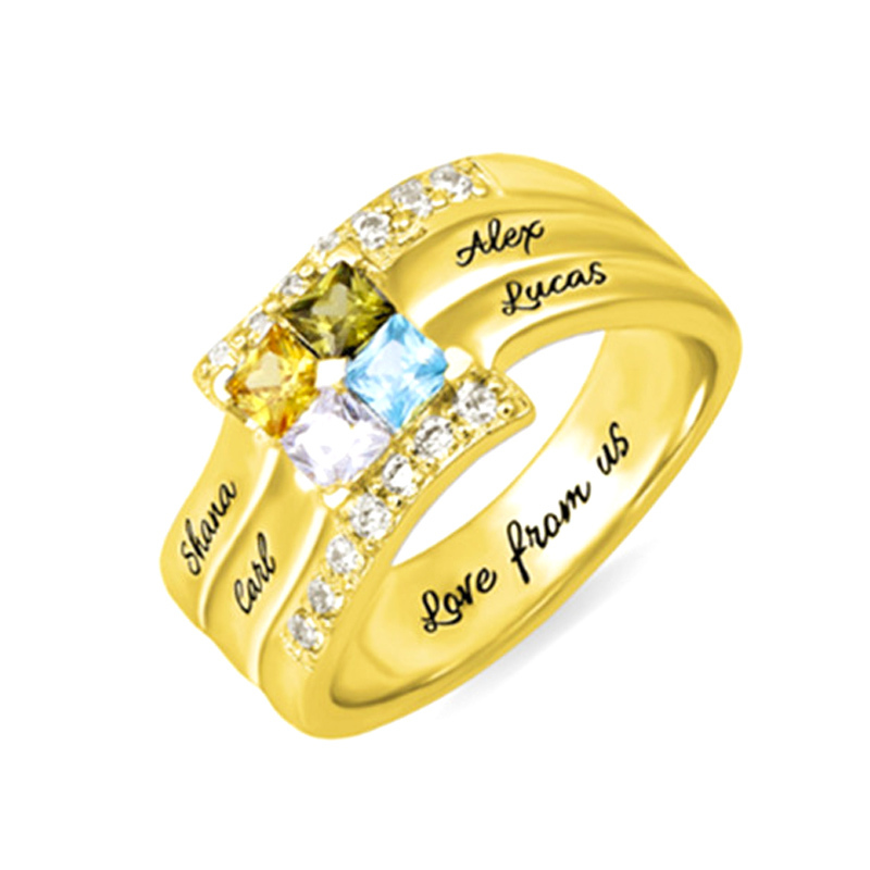 Amxiu ปรับแต่งสี่ชื่อครอบครัวส - Birthstone Ring Set บทวิจารณ์และราคา