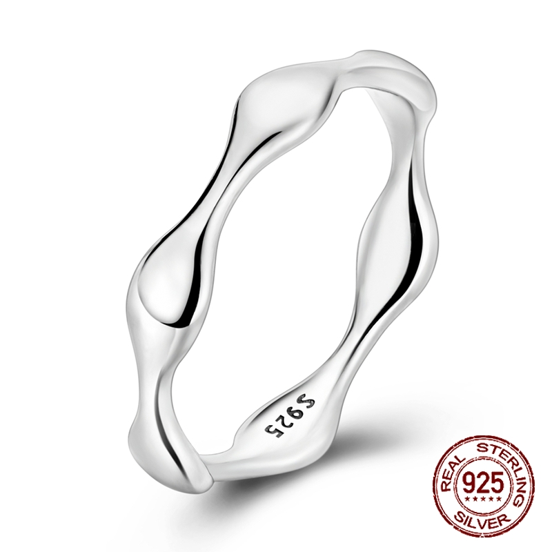 แหวนเงินแท้ 925 ลายคลื่น ดีไซน - Minimalist Ring Stackable บทวิจารณ์และราคา