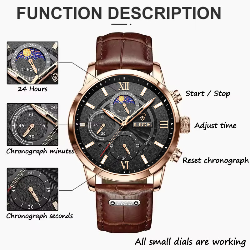นาฬิกาผู้ชาย LIGE แบรนด์หรูผู้ - Jewelry Inspired Watches บทวิจารณ์และราคา